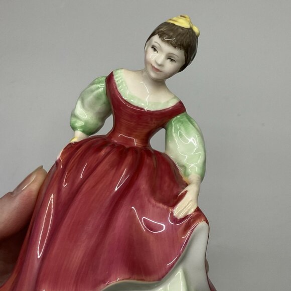 1966 Royal Doulton HN 2434 Fair Maiden Bone China Figurine Red Dress England - Picture 6 of 8